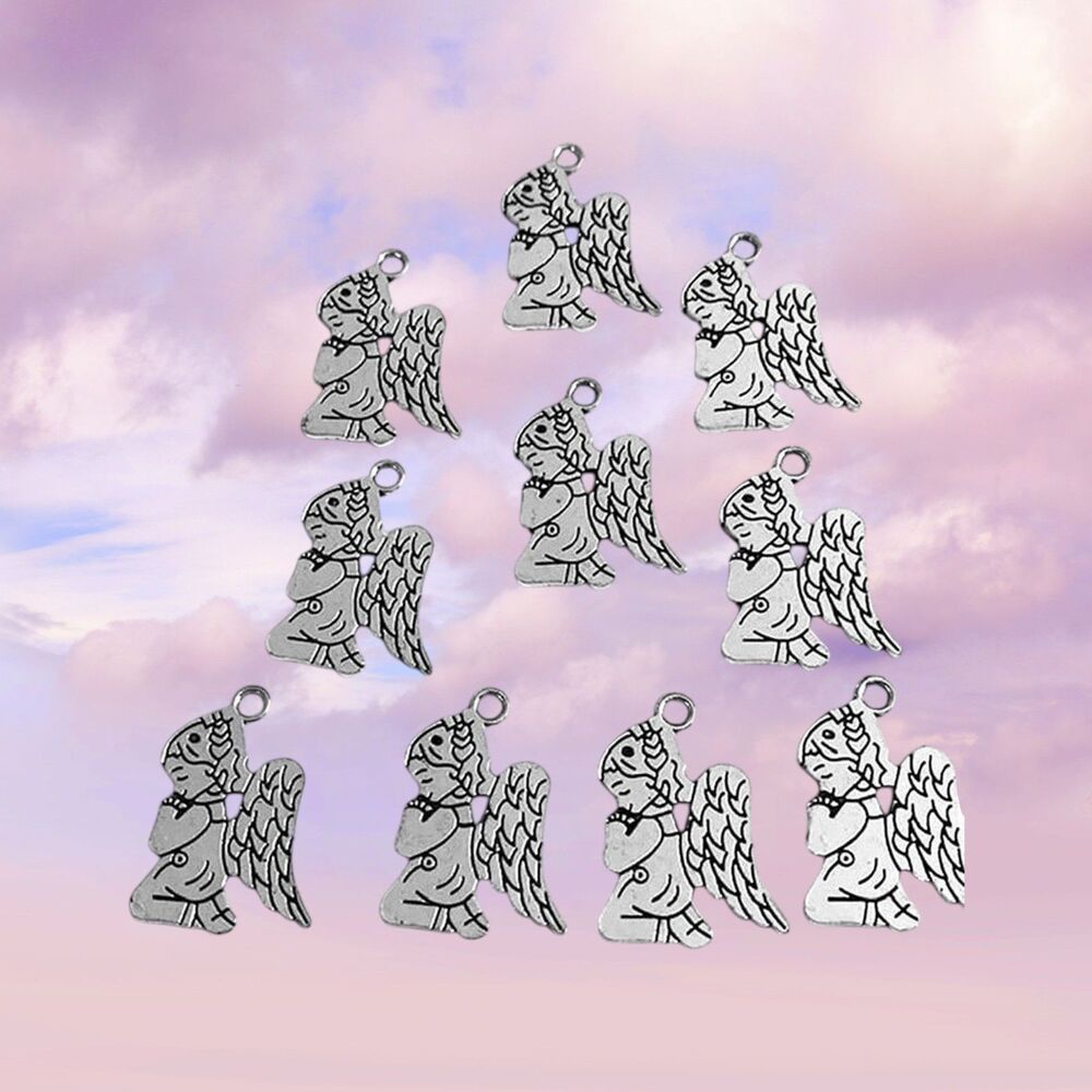 10pcs Beads for Jewelry Making Silver Metal Angel Charms #5823